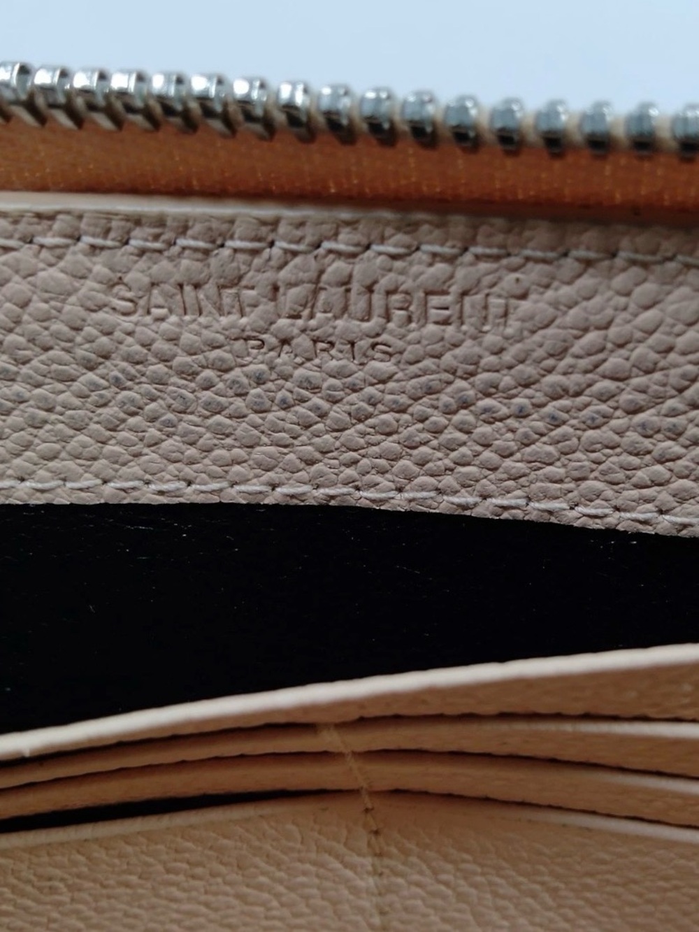 YSL Saint Laurent Beige Long Zip Around Leather Wallet - Picture 6 of 10